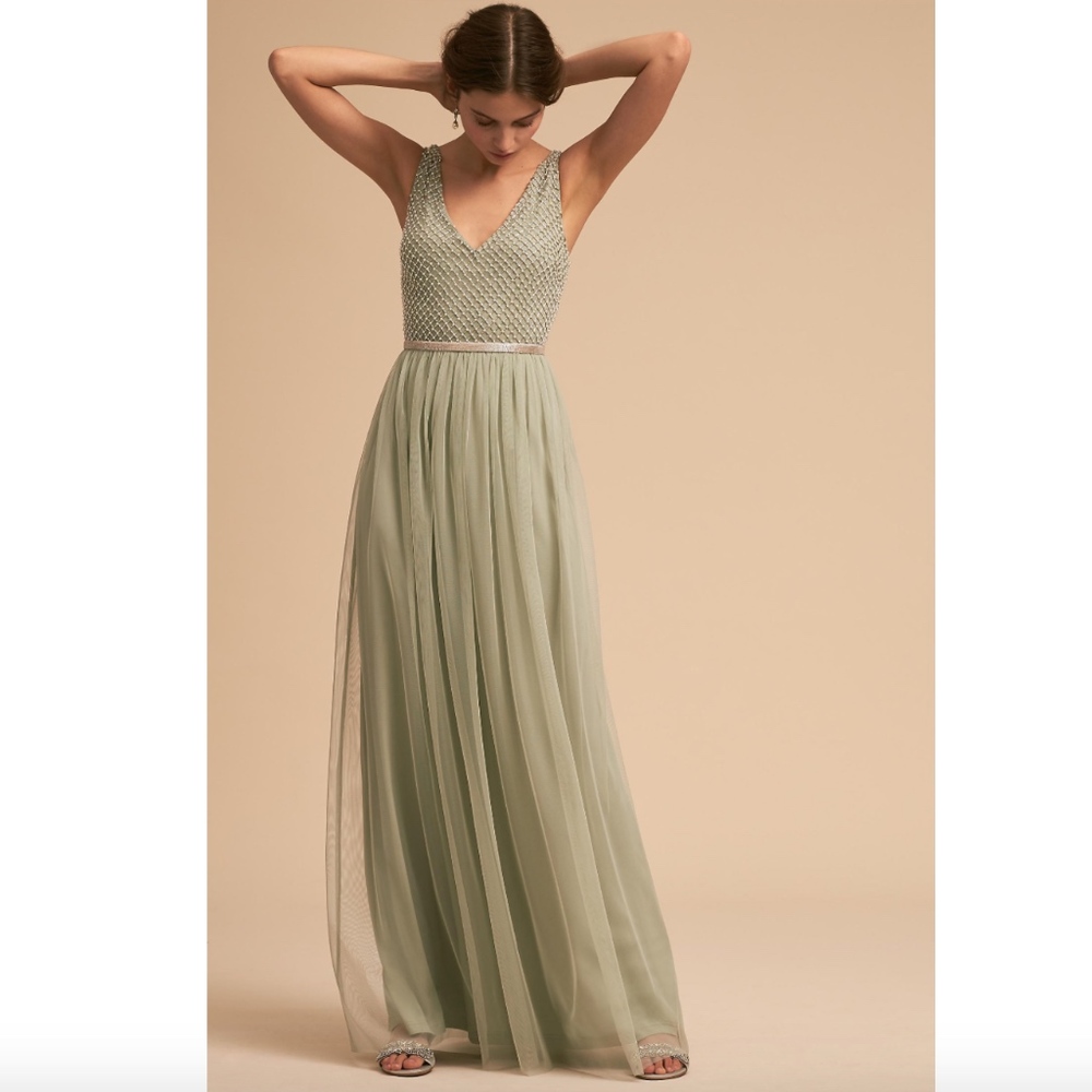 Nwot Bhldn Adrianna Papell Bryce Dress Aqua Mist